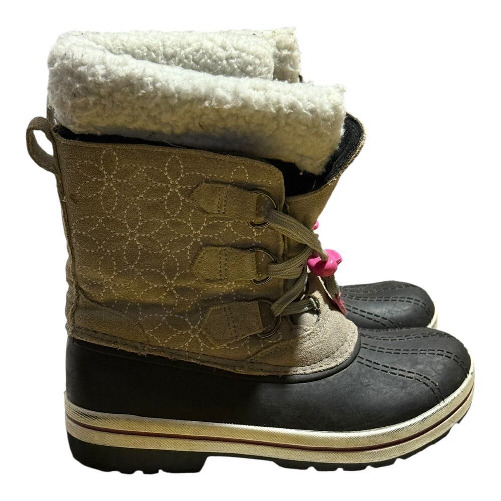 Magellan Kids Winter Snow Boots Size 3 Gray Black Pink Waterproof Insulated